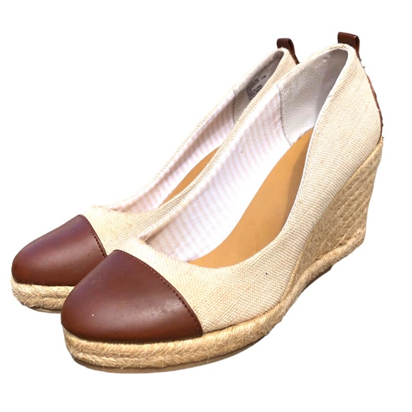 GH Bass Womens Kaitlyn Espadrille Wedge Heel Sz 8.5 M Ivory/Brown Shoes - Picture 9 of 15